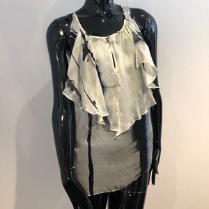 Vintage Nicole Miller Ruffle Front Tank Marble